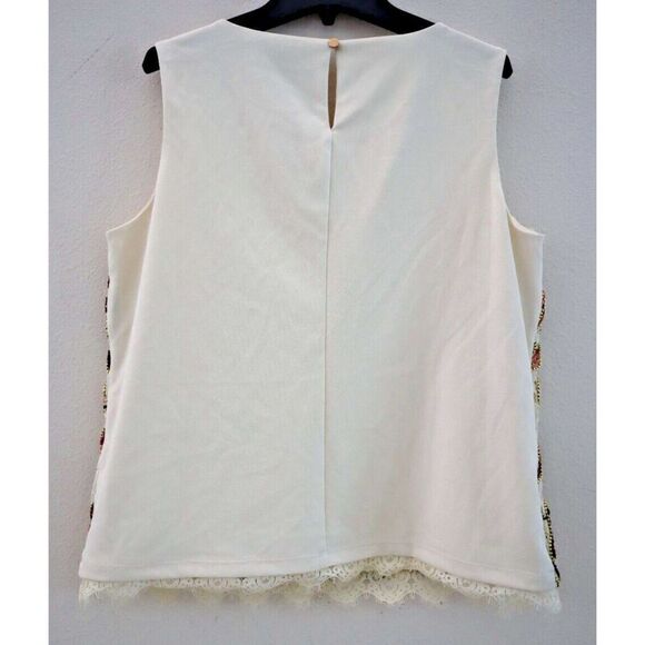 Thalia Sodi 12208 Women's Sz Small Iced Ivory Embroidered Lace Sleeveless Top - Picture 2 of 9